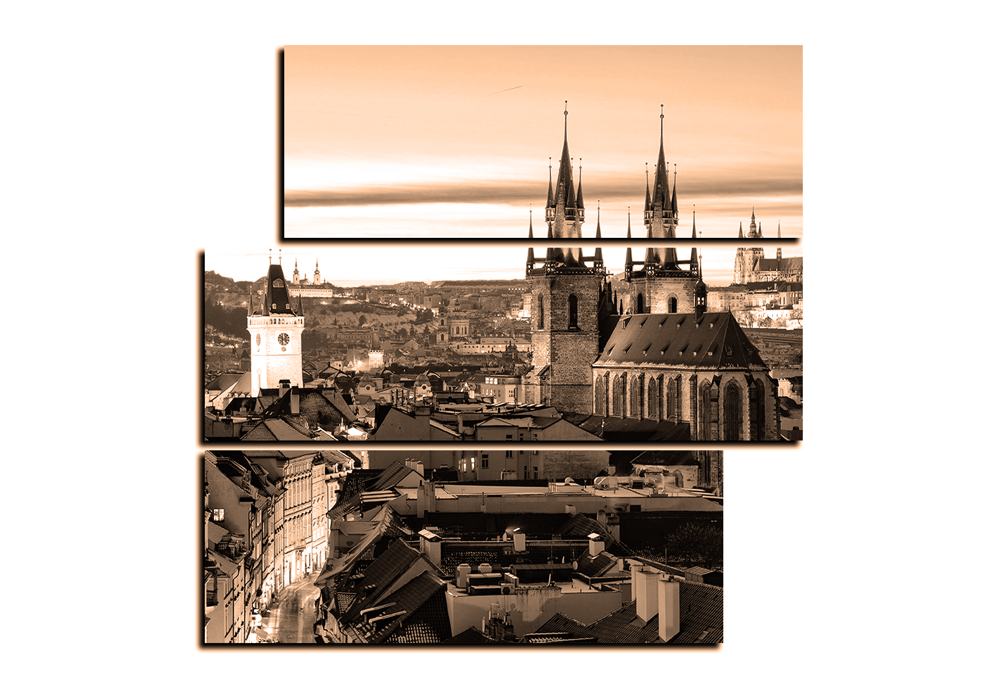 Obraz na plátně - Panoramatický pohled na starú Prahu - čtverec Obraz na plátně - Panoramatický pohled na starú Prahu - čtverec